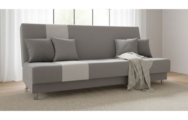 Wersalka Ada szaro-biała na sprężynach z funkcją spania i pojemnikiem